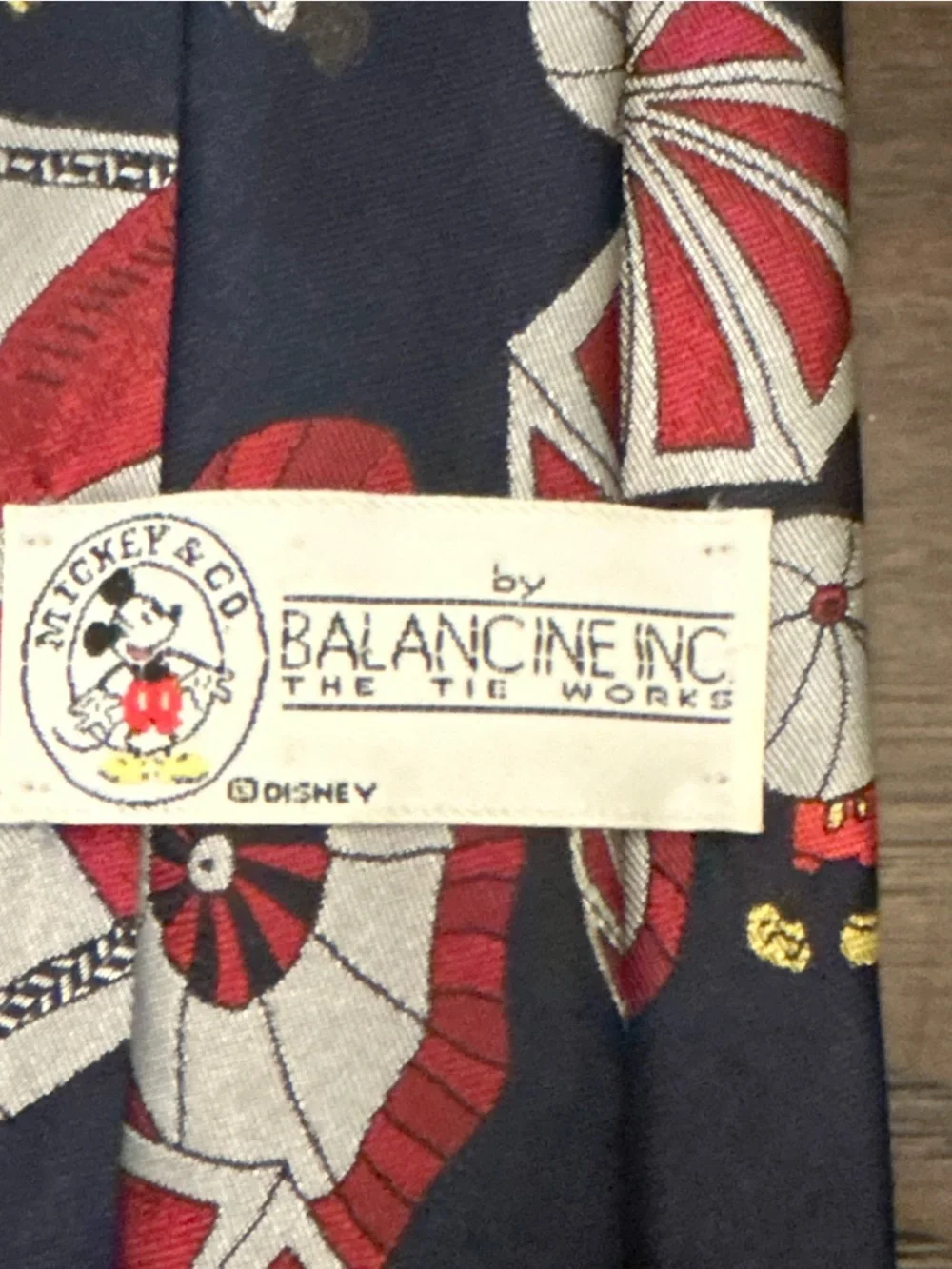 Vintage Disney Mickey Mouse Necktie Balancine Tie Works Mickey & Co Umbrella Tie